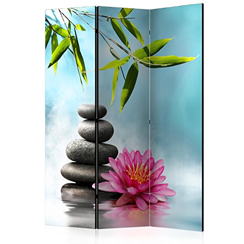 murando Raumteiler Spa Zen Foto Paravent 135x172 cm einseitig auf Vlies-Leinwand Bedruckt Trennwand Spanische Wand Sichtschutz Raumtrenner Home Office blau grün grau Rose von RAUMTEILER / PARAVENT B&D XXL