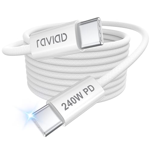 RAVIAD 240W USB C auf USB C Kabel 2M, USB C Ladekabel PD3.1 QC4.0, Schnellladekabel USB C für iPhone 15 Pro Max, Samsung S24 S23 S22 S21, MacBook Pro/Air, Pad Pro/Air, Laptops, Huawei, Pixel von RAVIAD