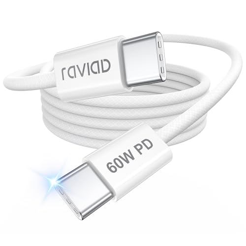 RAVIAD USB C auf USB C Kabel 1M 60W 20V/3A USB C Ladekabel PD 3.0 Schnellladekabel USB C für iPhone 15 Pro Max, Samsung Galaxy S24/23/S22/S21/A54/A34, MacBook Pro/Air, Pad Pro/Air, Huawei P60 von RAVIAD
