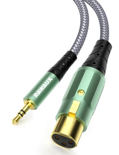 RAWAUX 3.5mm auf XLR Kabel 2M, Stereo 3.5mm TRS Mini Klinkenstecker auf XLR Buchse Adapter Unsymmetrische Audio Microfonkabel für Lautsprecher, Verstärker, Kamera, Laptop, iPad von RAWAUX