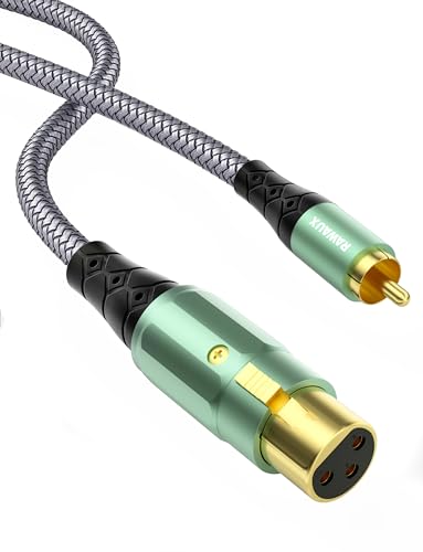 RAWAUX XLR auf Cinch Kabel, Subwoofer Kabel XLR Buchse auf Cinch Stecker Microfonkabel Stereo Audio Kabel XLR Adapter für CD-Spieler, Lautsprecher, Kondensator, Mikrofonmischpult, Verstärker(1M) von RAWAUX