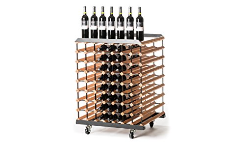 RAXI™ Motion - Fahrbares Weinregal aus Buchenholz mit luxuriösem Design, ideal zum Präsentieren Ihrer Weinsamlung/Vinothek – 112x Flaschen von RAXI