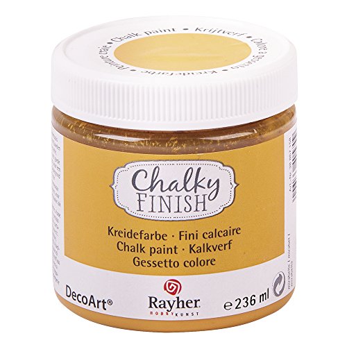 RAYHER HOBBY 38868158 Chalky Finish auf Wasser-Basis, Kreide-Farbe für Shabby-Chic-, Vintage- und Landhaus-Stil-Looks, mirabelle, 236 ml (1er Pack) von Rayher