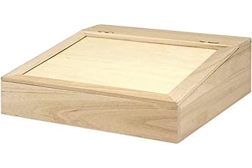 Rayher Hobby Rayher Hobby Rayher Holzbox mit schrägem Klappdeckel, 24 x 24 x 12 cm, FSC zertifiziert, Holzkästchen mit Deckel, Aufbewahrungsbox, 62409000 von Rayher