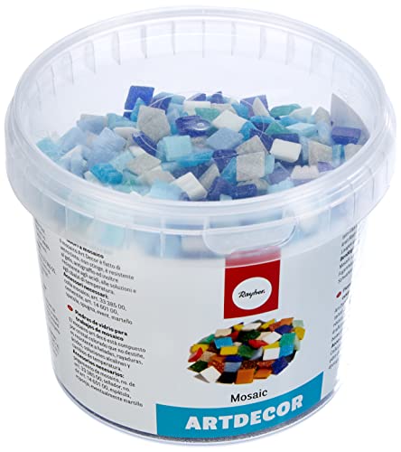 Rayher Hobby Rayher Artdecor Mosaik Mix 1x1cm, ca.1500 Stück, Dose 1kg , Blau-Töne, 1453008 von Rayher