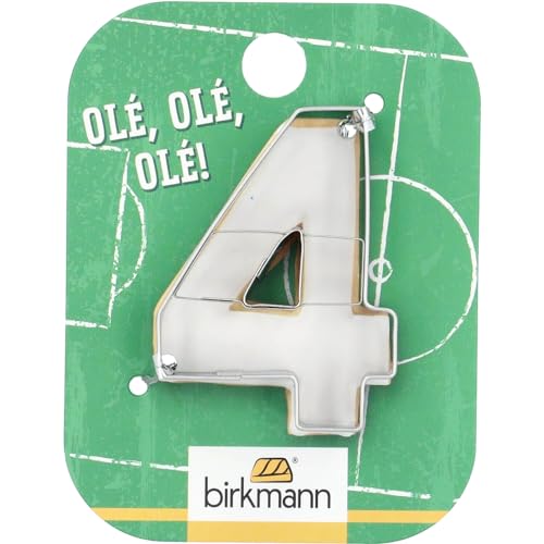 Birkmann, Ausstechform Zahl 4, 4,5 cm, auf Card Board, passend zur EM, mit polierter Naht von RBV Birkmann