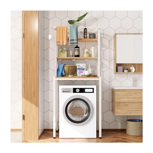 RCJCQSR Regal über Waschmaschine, Waschmaschinenregal Badezimmerregal, Stark Belastbar(Color:Weiß) von RCJCQSR