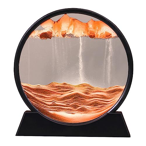 RCQD Sandbilder zum Drehen 3D Sanduhr - Sandbild Geschenke Sanduhr Deko 3D Sanduhr tiefsee-sandlandschaft Aesthetic für Büro Wohnzimmer Schreibtisch Erwachsene Kinder (Gold, 12'') von RCQD