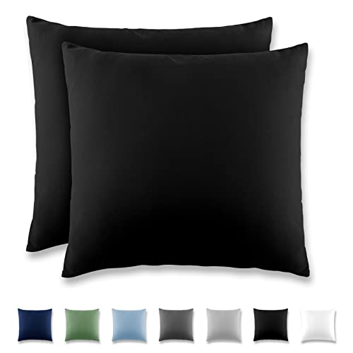 REDKEY Kissenbezug 40x40 cm - 2er Set Kopfkissenbezug - Mikrofaser Kissenhülle für Kissen, Kopfkissenbezüge mit Laschenvershluss, 40 x 40 Pillow Case - Schwarz von REDKEY