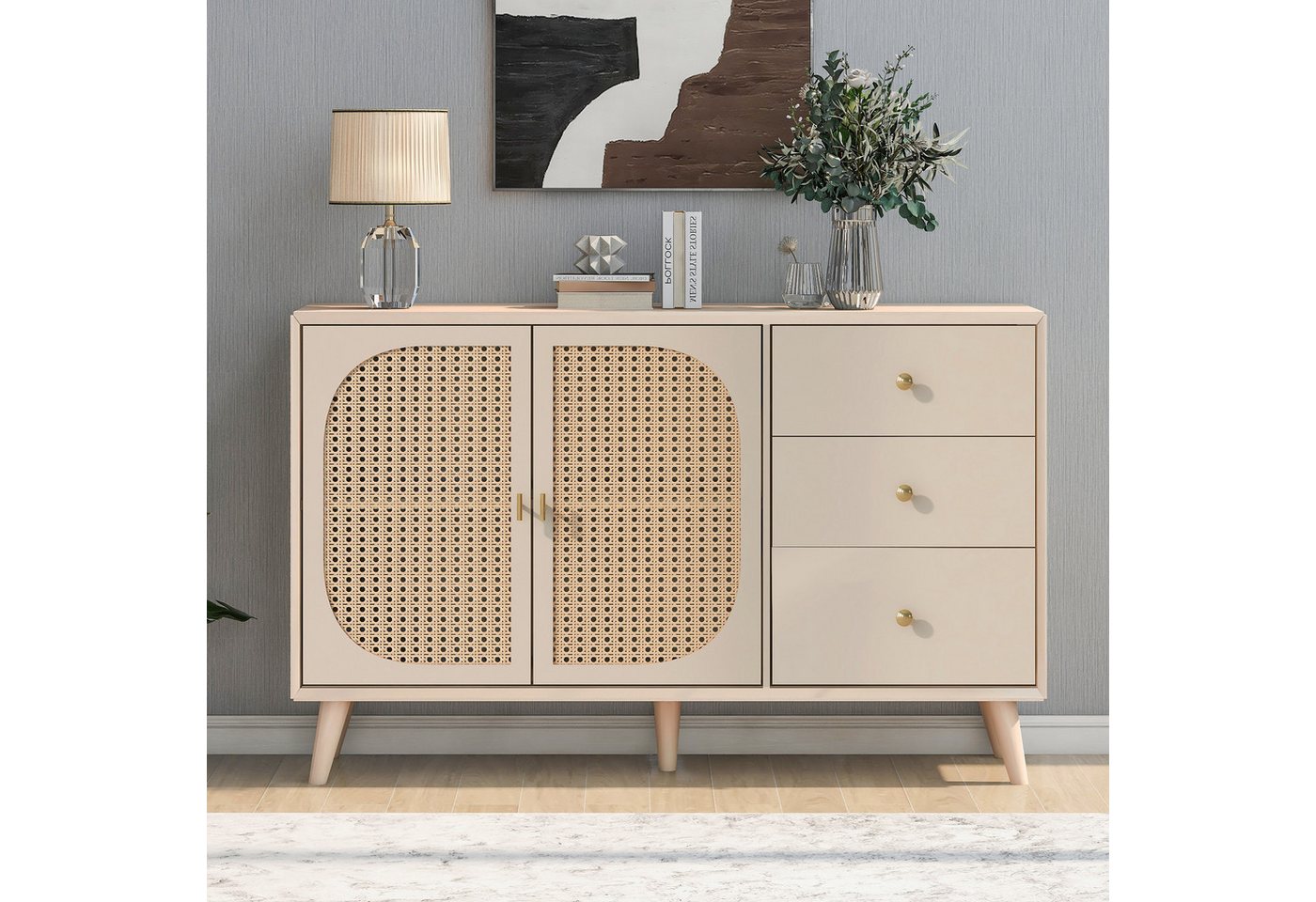 REDOM Kommode Sideboard (Breite 120 cm), (mit 2 Türen und 3 Schubladen) von REDOM