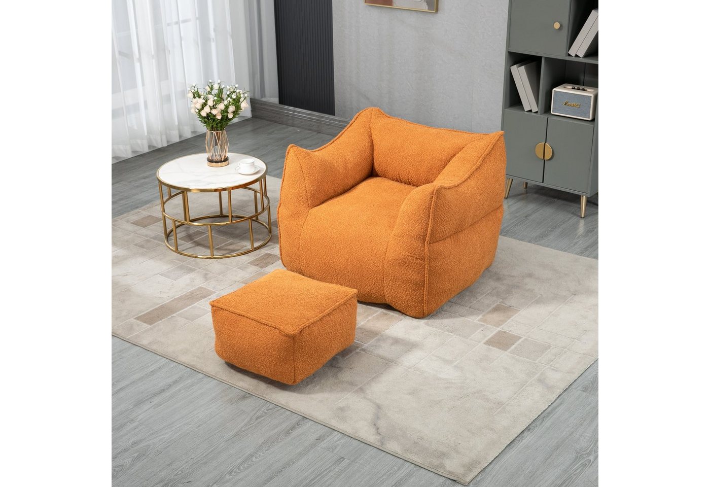 REDOM Sitzsack Lazy Sofa, mit hoher Rückenlehne, mit Fußhocker (langlebiger Komfort-Schaukelstuhl, Couchsessel für Erwachsene und Kinder, für drinnen und draußen) von REDOM