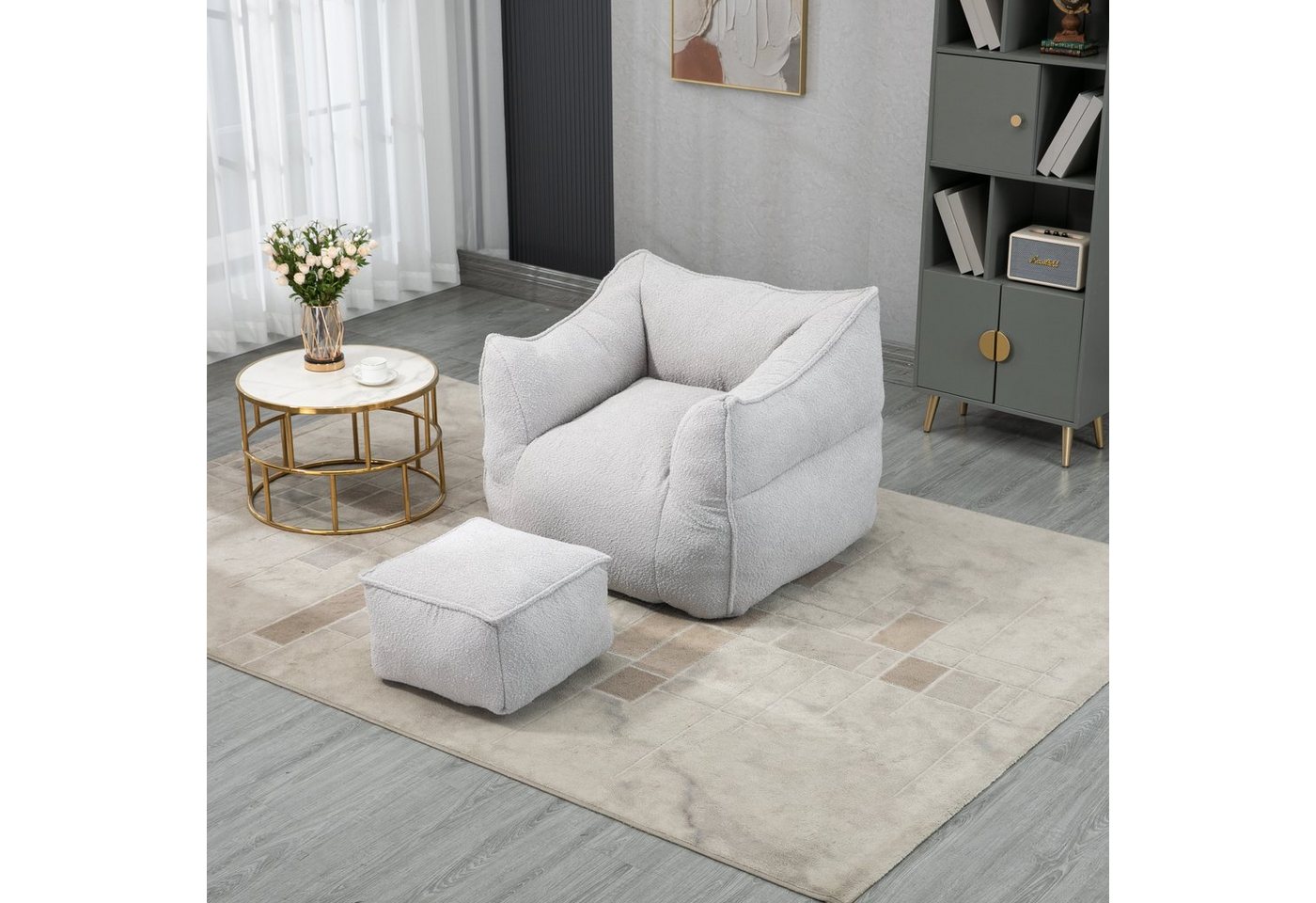 REDOM Sitzsack Lazy Sofa, mit hoher Rückenlehne, mit Fußhocker (langlebiger Komfort-Schaukelstuhl, Couchsessel für Erwachsene und Kinder, für drinnen und draußen) von REDOM