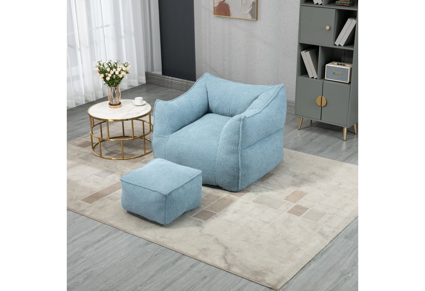 REDOM Sitzsack Lazy Sofa, mit hoher Rückenlehne, mit Fußhocker (langlebiger Komfort-Schaukelstuhl, Couchsessel für Erwachsene und Kinder, für drinnen und draußen) von REDOM