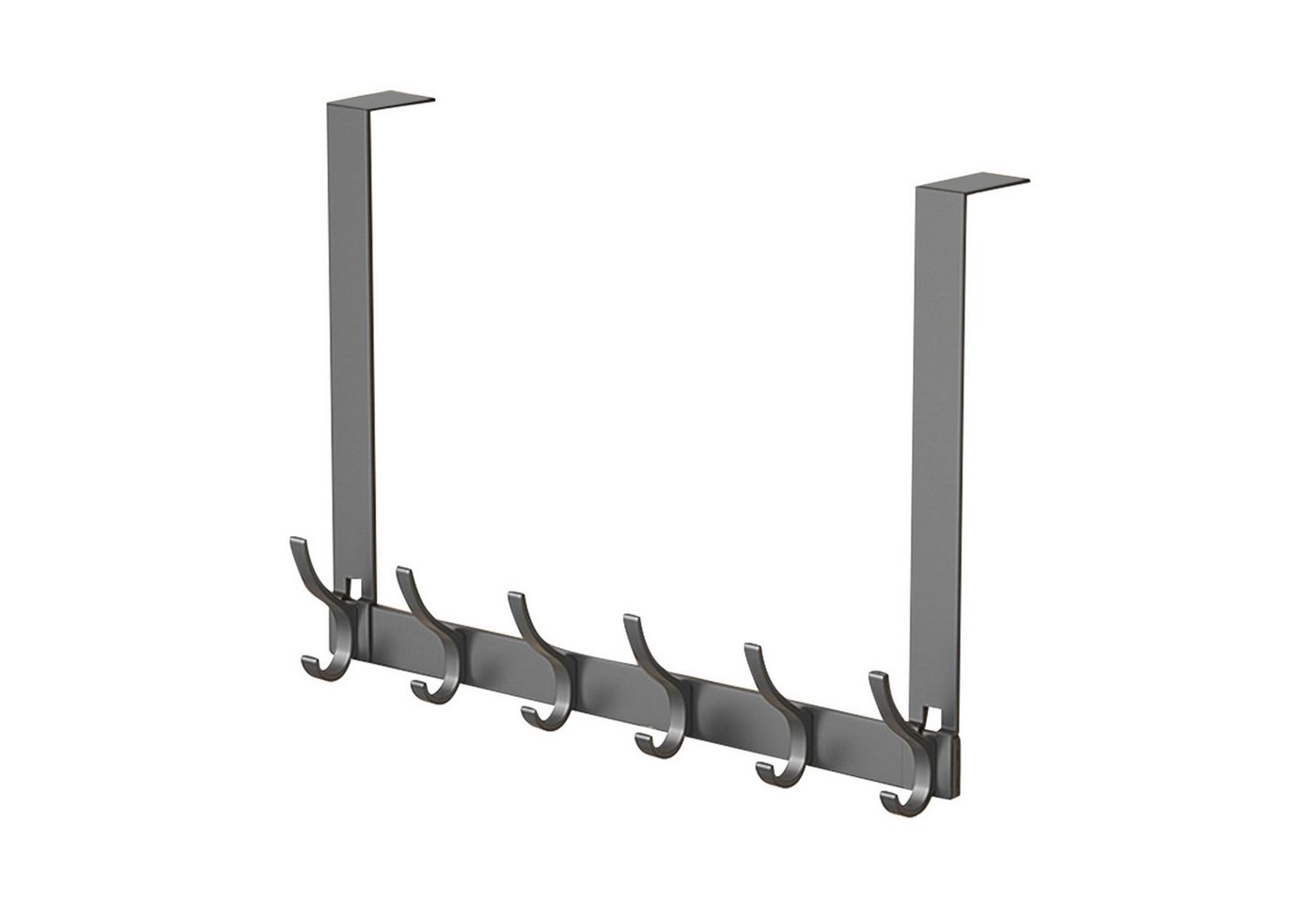 REDOM Türhaken Türgarderobe Türhakenleiste Tür Kleiderhaken Küche Hakenleiste Metall, Kinderzimmer, Badezimmer, Wohnzimmer, Küche, Tür, Haustür, (mit 6 Haken, 1-St., zum Einhängen universell platzsparend Ohne Bohren), aus Aluminiumlegierung bis 20KG von REDOM