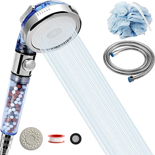 Hochdruck-Duschkopf mit Schlauch, REHAVE Wassersparender RV Handbrause Duschkopf Duschbrause 3 Modi, Handbrause Duschköpfe für trockene Haut Haarausfall, reinigende Filtration Mineralstein Perlen Hochdruck-Duschkopf mit Schlauch, REHAVE Wassersparender RV Handbrause Duschkopf Duschbrause 3 Modi, Handbrause Duschköpfe für trockene Haut Haarausfall, reinigende Filtration Mineralstein Perlen von REHAVE