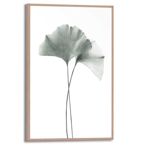 REINDERS Gerahmtes Bild Ginkgo Blatt Japanischer Nussbaum - China - Kegel - Tempelbaum - Slim Frame MDF 20 x 30 cm Grün Wohnzimmer Blumen und Pflanzen von REINDERS