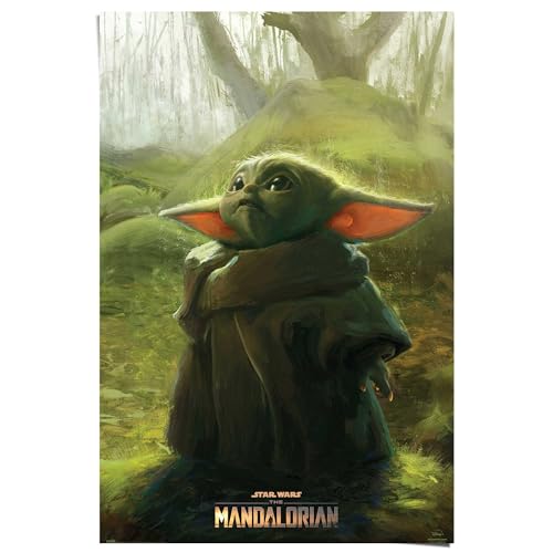 REINDERS Poster Baby Yoda Grogu Star Wars Mandalorian - Papier 61 x 91.5 cm Grün Teenager Zimmer Film und Fernsehen von REINDERS