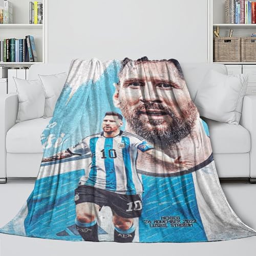 REIPOL Messi 3D Gedruckt Decke - Kinder Jugendliche Erwachsene - Fußball Modisch Decke Erhellt Den Raum Mit Den Lebhaften Farben - Weihnachten Geburtstag Hochzeit Geschenk Idee(127x152cm) von REIPOL