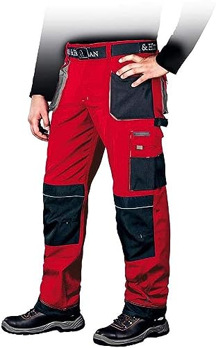 Leber & Hollman Herren Arbeitshose LH-FMN-T B, 65% Polyester 35% Baumwolle 270 g/m2, Bundhose mit Taschen für Knieschoner, 9 Multifunktionstaschen+ Schlaufe und Schlüsselhaken, Rot-Schwarz-Grau, 48 Leber & Hollman Herren Arbeitshose LH-FMN-T B, 65% Polyester 35% Baumwolle 270 g/m2, Bundhose mit Taschen für Knieschoner, 9 Multifunktionstaschen+ Schlaufe und Schlüsselhaken, Rot-Schwarz-Grau, 48 von REIS