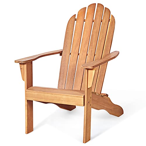 RELAX4LIFE Adirondack-Stuhl aus Akazienholz, Gartenstuhl mit Rückenlehne & Armlehnen, Holzstuhl im Landhausstil, Gartensessel bis zu 160 kg belastbar, Relaxstuhl für Balkon, Garten, Strand (Natur) von RELAX4LIFE