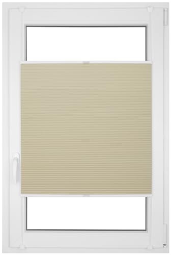 RENA Wabenplissee Thermo Plissee ohne Bohren Verdunklungsplissee Blickdicht Fenster Balkonfenster Balkontür Verdunkelung Sonnenschutz Innen Sichtschutz Hitzeschutz Pearl 125x120 cm von RENA