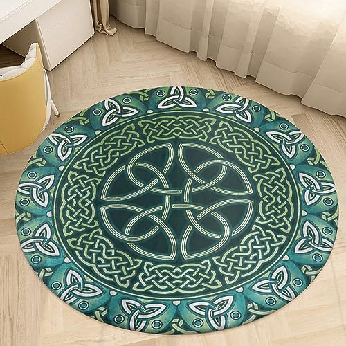 REPALY Wikinger-Wohnzimmer-Heimdekor-Teppich, 3D-Druck, Nordischer Heidnischer Keltischer Knoten, Schlafzimmer-Bodenmatte, Weich, rutschfest, Waschbar (Color : Celtic Knot D, Size : 80cmx80cm) von REPALY