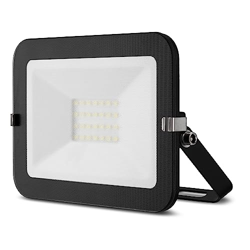 REV MIRANO LED Strahler für außen – IP65, LED Lampe 20W, 1800lm, 6500K – ideal für Hofeinfahrten, Garagen & Hauseingänge - schwarz von REV
