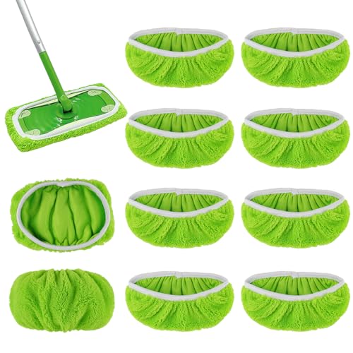 10 Stück für Swiffer Bodentücher Tücher Bezug 25,4x11,5cm Set, Mikrofaser Wiederverwendbar für Swiffer Sweeper Mop Bodenwischer Nass Trocken Wischmopp Bezug, für Holzböden, die Reinigung von Hartböden von RHHGHY