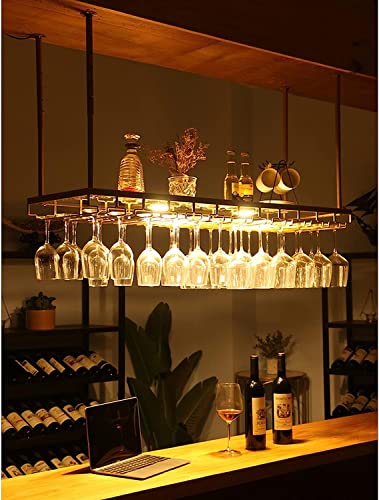 An der Decke hängende Weinregale – hängendes Weinglasregal, industrielles Retro-Pflanzenregal/Weinregal, Acryl-Platzierungsbrett ist sicher zu Laden von RHYDM