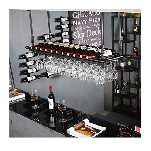 Hängendes europäisches Weinflaschenregal, Dekoration, Weinregal, Weinglasregal, Umgedrehtes kreatives Kelchregal für die Hausbar (Farbe: Schwarz, Größe: 100 x 30 cm) von RHYDM