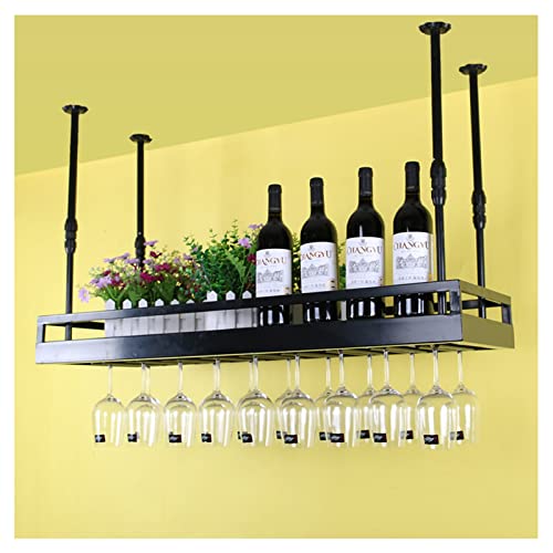 Umgedrehtes Weinglasregal für die Bar, Deckendekorationsregal aus Eisen, kreatives Kelchregal zum Aufhängen, Blumenregal für Blumenladen (Farbe: Schwarz, Größe: 80 x 35 x 60 cm) von RHYDM