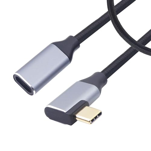 RIIEYOCA 90 Grad 3.1 Gen2 USB C Stecker zu USB C Buchse Verlängerungskabel, 100W schnelles Laden, 5A Strom, 10Gbps schnelle Übertragung, 4K HD Übertragung, voll kompatibel mit Typ C Geräten (0.5M) von RIIEYOCA