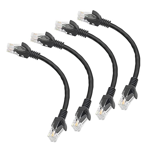 RIIEYOCA Cat6 Ethernet-Patchkabel 0,5 Fuß, Hochgeschwindigkeits-Internet-Netzwerkkabel LAN-Patchkabel mit RJ45-Anschlüssen für Router, Modem, Switch, Server, Schwarz, 4 Stück von RIIEYOCA