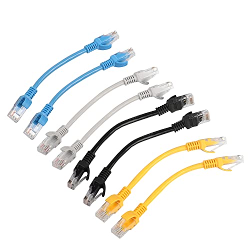 RIIEYOCA Short Cat5e Ethernet Patchkabel 0,5 Fuß, RJ45 LAN Netzwerkkabel ohne Haken für Router, Modems, Switches, Server (8er Mixed Color Pack) von RIIEYOCA