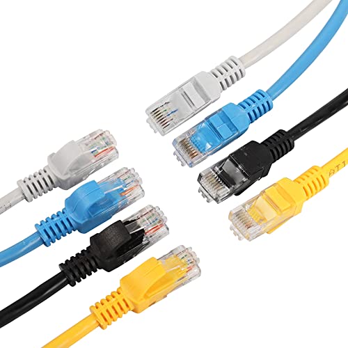 RIIEYOCA Short Cat5e Ethernet Patchkabel 1 Fuß, ohne Snagness RJ45 LAN Netzwerkkabel für Router, Modems, Switches, Server (8er Mixed Color Pack) von RIIEYOCA