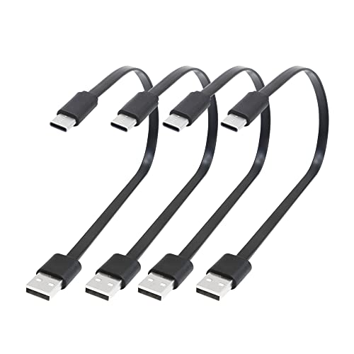 RIIEYOCA Kurzes USB-Typ-C-Kabel 30 cm, flaches flexibles USB-C-zu-USB-A-Kabel USB-Typ-C-Lade- und Datensynchronisierungskabel für Telefone, Powerbanks, Schwarz (4 Stück) von RIIEYOCA