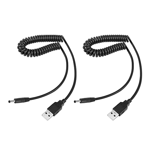 RIIEYOCA 5V DC Spiralstromkabel, USB zu DC 4,0mm x 1,7mm Stecker Federladekabel für USB Lichter, USB Ventilatoren, Cartoon Uhren, Mini Lautsprecher, dehnbar auf 3ft von RIIEYOCA