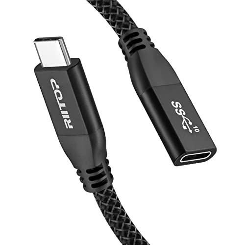 RIITOP USB 3.2 Gen2 10 Gbps Verlängerungskabel 0,6 m, 100 W PD-Aufladung, 4K-Videostream, USB-Typ-C-Stecker-zu-Buchse-Verlängerungskabel kompatibel mit MacBook Air Pro Galaxy S22/S21 von RIITOP