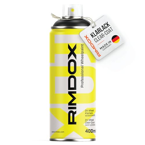 RIMDOX - Felgen Klarlack | 2K- High-Solid | 400 ml Spraydose | Klarlack seidenmatt | in OEM Profiqualität | 100% Made in Germany | transparent, wasserfest, benzinresistent von RIMDOX