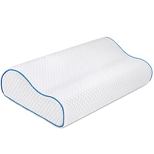 RIPPLE Memory Foam Kissen Orthopädisches Kissen Nackenkissen Side Kissen, Schlafkissen Höhe Wählbar Nackenstützkissen, Removable Washable Pillowcases 60x35 cm von RIPPLE