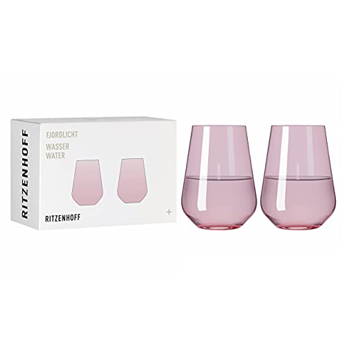 RITZENHOFF 3651003 Wasserglas 500 ml – Serie Fjordlicht Nr. 3 – 2 Stück mit Farbverlauf Berry – Made in Germany von RITZENHOFF