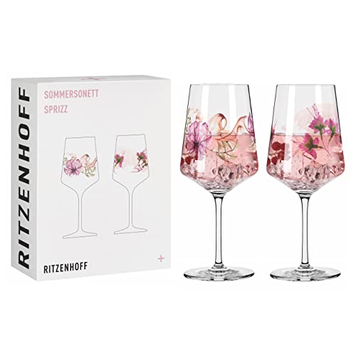 Ritzenhoff 3461004 Aperitifglas 500 ml – 2er Set – Serie Sommersonett Nr. 4 – 2 Stück, Pflanzenmotiv – Made in Germany von RITZENHOFF