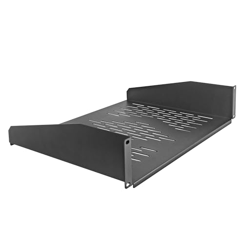 RIVECO 48,3 cm (19 Zoll) 2U Rack Regale Serverschrank Halterung Regale belüftete Ausleger Tablett für Netzwerkgeräte, 35 cm Tiefe, Schwarz, 2 Stück von RIVECO