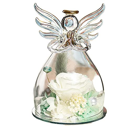 RIYAN Rose Konservierte Blumen im Glas Ornamente Wohnkultur Romantische Freundin Mutter Geschenk Weiß von RIYAN