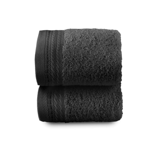 Top Towel 2er-Set Bidet-Handtücher, kleine Handtücher, 100% gekämmte Baumwolle, 600 g/m², 30 x 50 cm, Schwarz von Top Towel