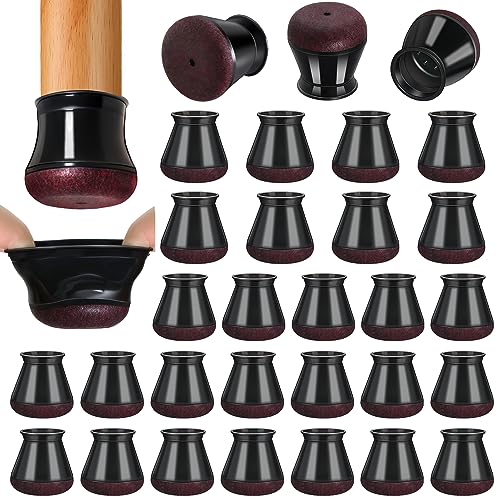 32 Stück Stuhlbeinkappen Schwarz, Silikon Stuhlbeinschoner Rund, Schutzkappen für Stuhlbeine mit Umwickelte Filz, Filzgleiter für Stühle (Fit:20.1-30mm) von RKELA