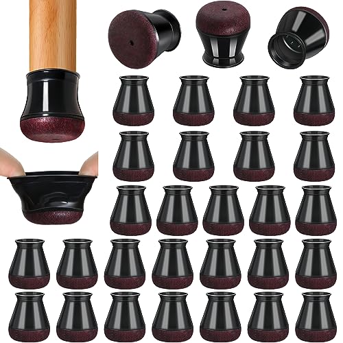 32 Stück Stuhlbeinkappen Schwarz Klein, Silikon tuhlbeinschoner Rund, Schutzkappen für Stuhlbeine mit Umwickelte Filz, Filzgleiter für Stühle (Fit:14-20mm) von RKELA