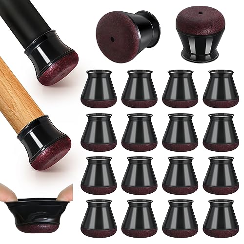 Stuhlbeinkappen Schwarz, Silikon Stuhlbeinschoner Rund, Schutzkappen für Stuhlbeine mit Umwickelte Filz, Filzgleiter für Stühle 16 Stück (Fit:20.1-30mm) von RKELA