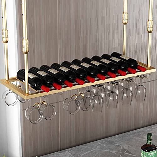 Deckenregal – an der Decke hängendes Weinregal, hängendes Weinflaschenregal für den Innenbereich, an der Wand montiertes schmiedeeisernes Weinregal/Glasregal, Bar-/Küchenständer, 2 Arten von von RKJDMSWJ