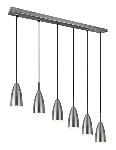 Reality Leuchten Pendelleuchte Farin R30696007, Metall Nickel matt, exklusiv 6x E14 von RL LIVE YOUR LIGHT